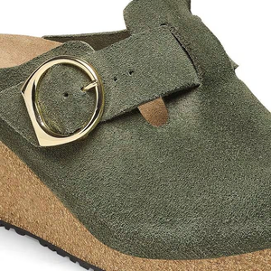 Sandales décontractées d'été à enfiler pour femmes, <span class=keywords><strong>en</strong></span> gros, à bout fermé, avec talon compensé, dessus <span class=keywords><strong>en</strong></span> daim vert, boucle réglable et plateforme <span class=keywords><strong>en</strong></span> liège - Product Image 2
