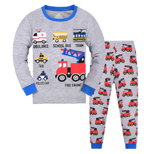 Vente en gros de pyjamas pour enfants en coton 100% doux et respirant, ensemble de pyjamas à manches longues avec motif de dinosaure et de camion - Product Image 4