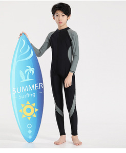 Pantalon long une pièce en stock <span class=keywords><strong>Maillot</strong></span> <span class=keywords><strong>de</strong></span> <span class=keywords><strong>bain</strong></span> <span class=keywords><strong>de</strong></span> course à manches longues avec fermeture éclair sur le devant pour adolescents et garçons - Product Image 2