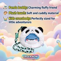 Porte-monnaie en peluche de style panda mignon brillant avec clip de téléphone de 4 pouces sac en coton flou en PP