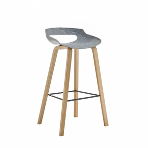 Taburete de Bar Nórdico de Madera Maciza con Asiento Geométrico Negro y Patas de Roble, Silla <span class=keywords><strong>Alta</strong></span> Moderna para Hogar, Bar, Hotel, Comedores, Ajustable y Giratoria - Product Image 2