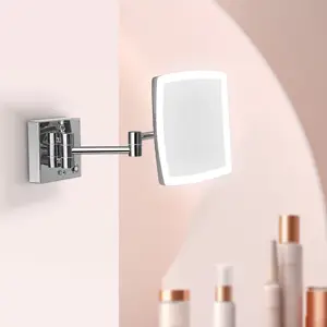 Espejo Led Maquillaje Cosmético Montado en la pared Espejo de aumento de acero inoxidable