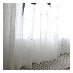 Innermor White Sheer Curtains Home Decor Embroidered Tulle Fabric Nordic Style Dandelion Kitchen Curtain Ready Made