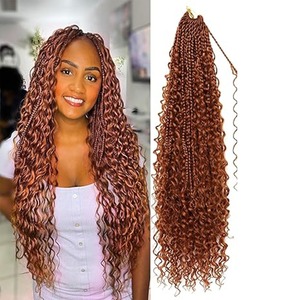 Tresses synthétiques bouclées bohèmes de 10 à 22 pouces, style <span class=keywords><strong>crochet</strong></span>, avec extrémités ondulées désordonnées, pour coiffures boho - Product Image 4