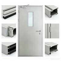 Porte coupe-feu double en acier moderne, surface finie, norme européenne, porte d'entrée commerciale