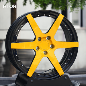 HTOR 17 18 19 20 21 22 pouces jantes de voiture noir brillant 5X112 5X120 roues forgées à face jaune à rayons multiples pour Corvette C8 Z51 A7 S7 RS7 - Product Image 1