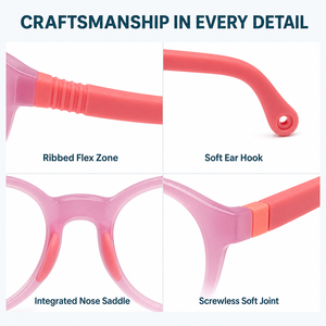 Monturas <span class=keywords><strong>de</strong></span> Gafas Infantiles Ligeras, Cuadradas y Ovaladas, con <span class=keywords><strong>Lentes</strong></span> <span class=keywords><strong>de</strong></span> PC y Estuches para Gafas, para Uso Diario - Product Image 3