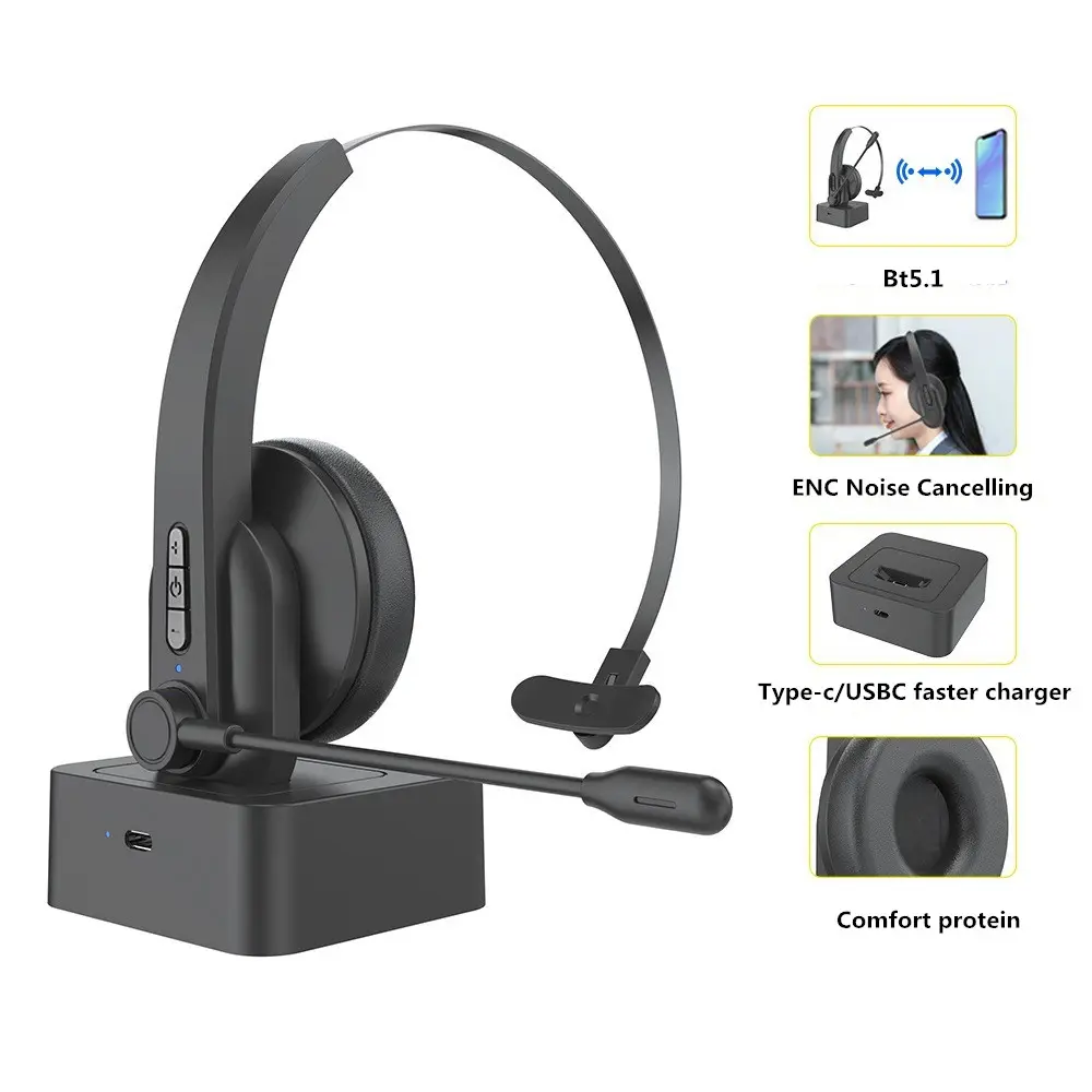 Headphone Layanan Pelanggan Memakai Earphone Nirkabel Bluetooth 5.0 Headset Bisnis Sopir Truk