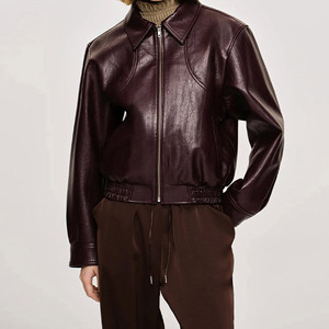 2025 personnalisé automne mode PU <span class=keywords><strong>cuir</strong></span> manteau court faux <span class=keywords><strong>cuir</strong></span> Bomber <span class=keywords><strong>veste</strong></span> Zip hiver femmes Faux <span class=keywords><strong>cuir</strong></span> <span class=keywords><strong>veste</strong></span> - Product Image 2