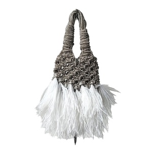 Bolso de Mano de Diseño de Alta Gama para Mujer, con Pedrería y Plumas, Tejido a Mano, con Cierre Abierto, para Fiestas y Bailes - Product Image 1