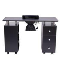 Bureau d'Ongles Moderne de Luxe avec Aspirateur, Ensemble Table et Chaise de Manucure Double en Bois, Design pour Salon de Beauté ou Séjour