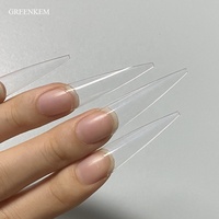 Faux ongles ABS 600 pièces/sac, transparents, pointus, 2-en-1, faciles à poser, style cercueil/ballerine, nouveau style français, longs XXL, pointes d'ongles stiletto