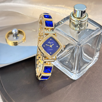 Bracelet de montre décontracté pour femme LP81 avec cadran simple en alliage, orné de strass et de diamants carrés, mouvement à quartz