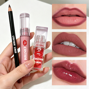 Brillo Labial Transparente <span class=keywords><strong>de</strong></span> Marca Privada, Vegano, con Brillo y Cambio <span class=keywords><strong>de</strong></span> Color, <span class=keywords><strong>Aceite</strong></span> Labial con Delineador <span class=keywords><strong>de</strong></span> <span class=keywords><strong>Labios</strong></span> Cremoso Mate Natural, Kit <span class=keywords><strong>de</strong></span> Lápiz Labial - Product Image 5