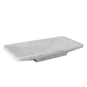 Future Stone Ship Shape Rectangular Natural White Carrara Marble Serving Tray Fruit Tray Marbl Tray For Home Decor Dining Table