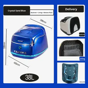 Boîte à bagages arrière universelle en plastique pour <span class=keywords><strong>moto</strong></span> <span class=keywords><strong>vintage</strong></span>, scooter, coffre de 38 L, plusieurs couleurs disponibles avec doublure de dossier souple - Product Image 2