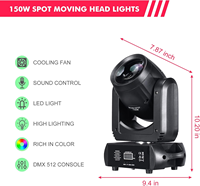 Mini projecteur LED DJ 150W Beam Spot Wash 3-en-1, éclairage robotisé à tête mobile pour DJ, discothèques, bars, événements et scènes