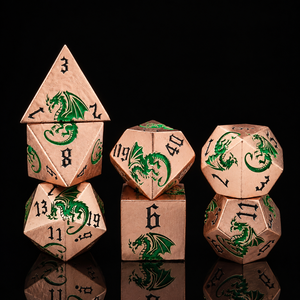 <span class=keywords><strong>Jeu</strong></span> <span class=keywords><strong>de</strong></span> dés en métal gravé Dragon Vert Cuivré, 7 pièces, polyédriques solides pour D&D, jeux <span class=keywords><strong>de</strong></span> rôle <span class=keywords><strong>de</strong></span> table, robustes - Product Image 1