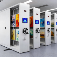 Étagères mobiles électriques compactes en acier avec une capacité de charge de 80 kg et un système de contrôle intelligent pour musée d'art