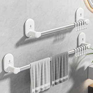 Towel Rack 2 Bars Aluminum Alloy Suction Mounted Minimalist Bathroom Shower Toilet Wall Mount Storage <b>Shelf</b> - Product Image 1