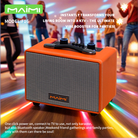 Haut-parleur karaoké portable Bluetooth de 6,5 pouces avec microphone sans fil, 50W, en bois, pour fêtes, compatible avec entrée guitare, TF, USB, AUX