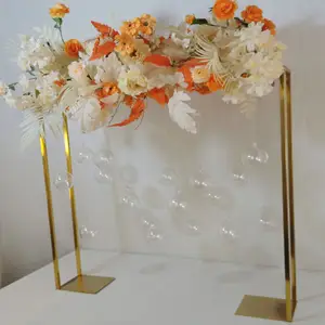 Bruiloft Decoratie Achtergrond Stand Goud Acryl Bloem Stand Bruiloft Tafel Metalen Bruiloft Bloem Bloem Stand Voor Centerpieces