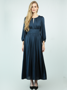 שרוול פנס 3/4 סאטן המותניים-שמלה אלגנטית מקסי אלגנטי - Product Image 2