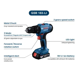 <span class=keywords><strong>Perceuse</strong></span>-<span class=keywords><strong>visseuse</strong></span> électrique <span class=keywords><strong>Bosch</strong></span> GSB 183-LI, <span class=keywords><strong>perceuse</strong></span> à percussion sans fil, sans balais, couple de 56 Nm, outils électriques multi-usages pour le bois et le métal - Product Image 5