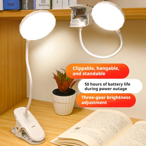 Lámpara de mesa con Clip portátil <span class=keywords><strong>LED</strong></span>, lámpara de escritorio con Clip recargable por <span class=keywords><strong>USB</strong></span>, luz nocturna de lectura para cama, 3 modos de atenuación, luz de protección ocular - Product Image 5