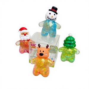 Jouet à presser de Noël en forme de Père Noël et Bonhomme de neige, poupées en plastique souple scintillantes, unisexe 14+, livraison directe disponible, anti-stress - Product Image 1