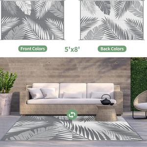 Tapis de pique-nique rectangulaire pliable, tapis de plage portable d'extérieur, gris, noir, marron, matériau plastique mélangé - Product Image 5