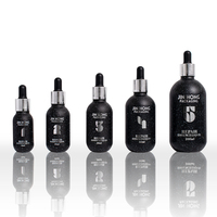 Set botol minyak rambut 10ml 20ml 30ml 50ml 100ml, botol tetes kaca hitam untuk minyak esensial Serum kemasan kosmetik