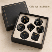 Dés à désigner Obsidian D00 avec marquages dorés sur faces noires polies, pour l'association avec un D10 dans les jeux de rôle