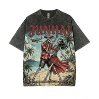 T-shirts surdimensionnés personnalisés en gros, 100 % coton épais, style vintage streetwear, hip-hop, motard, avec imprimé graphique, couleur noire