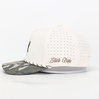 Casquette de baseball à logo personnalisé en gros pour hommes, casquette à 5 panneaux, visière plate, broderie 3D, blanche