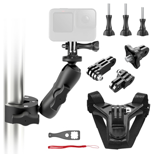 Hành Động Máy Ảnh Phụ Kiện Kit Xe Đạp Xử Lý Thanh Xe Máy Mũ Bảo Hiểm Cằm Dây Đeo Gắn Kết Cho <span class=keywords><strong>GoPro</strong></span> Anh Hùng 12 11 10 9 8 7 6 5 Insta360 DJI - Product Image 3