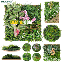 RUOPEI Panneau mural vertical 3D de fleurs et plantes artificielles encadré carré, décoration murale végétale pour salon et maison