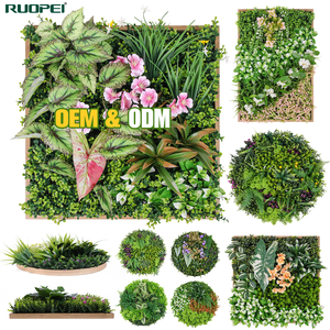 RUOPEI Panneau mural vertical 3D de fleurs et plantes artificielles encadré carré, <span class=keywords><strong>d</strong></span>écoration murale végétale pour salon et maison - Product Image 3