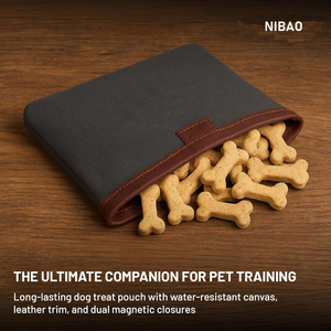 Pochette à friandises <span class=keywords><strong>pour</strong></span> chien NiBao <span class=keywords><strong>pour</strong></span> l'entraînement, sac à friandises en cuir premium et <span class=keywords><strong>toile</strong></span> <span class=keywords><strong>cirée</strong></span> avec double fermeture magnétique et clips <span class=keywords><strong>pour</strong></span> ceinture - Product Image 5
