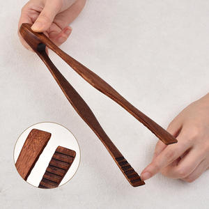 Pinces en bois de 10 pouces pinces à pain en bois réutilisables pinces de cuisson pour la cuisson et la tenue du pain fromage <span class=keywords><strong>bacon</strong></span> salade cornichons - Product Image 4