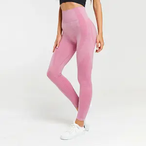 Sıcak satış yüksek bel dikişsiz tayt spor kadın spor antrenman Yoga pantolonu enerji dikişsiz spor leggins