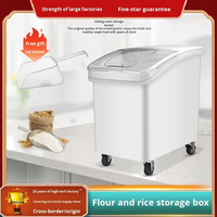 Chariot de stockage alimentaire commercial personnalisable, bac à farine mobile avec couvercle coulissant, conteneur en plastique pour céréales et produits secs