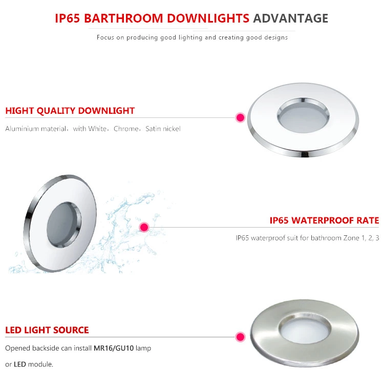 Recessed Waterproof Bathroom Spotlights , GU5.3 White Bathroom Ceiling Light