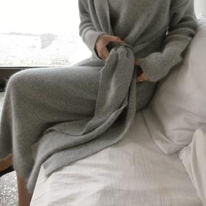 Nuovo Abito Maglione Invernale in Cashmere e <span class=keywords><strong>Lana</strong></span> Stile Coreano con Cintura, Caldo e Spesso, Moda Donna da Ufficio con Scollo a V, Abito in <span class=keywords><strong>Maglia</strong></span> 10% - Product Image 5