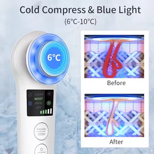 Dispositivo de Belleza Multifuncional de Mano con Tecnología RF, Luz Azul Fría y Caliente, Vibración, Masajeador Facial Reafirmante, Cuidado de la Piel ABS - Product Image 6