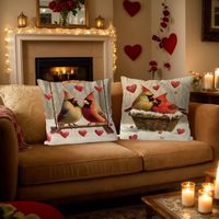 Housse de coussin rétro pour la Saint-Valentin, 4 pièces, motif d'oiseau de l'amour rouge, adapté à la décoration de la maison et du jardin