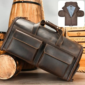 Unisex Genuine Leather Luxury Waterproof Lightweight Duffle Travel <b>Bag</b> Large Weekend Overnight Custom Logo Sports Luggage - Product Image 3