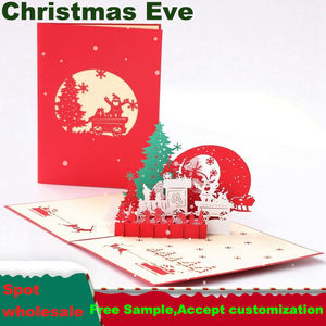 Emballage étoile Design personnalisé impression de luxe 3D Pop Up présentoir cartes de vœux de <span class=keywords><strong>réveillon</strong></span> de noël avec enveloppe - Product Image 2