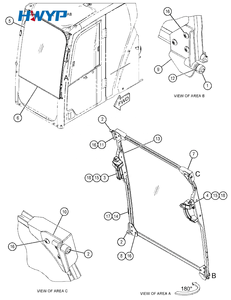 Pare-brise avant, vitres des portes et toit en verre pour excavatrices Kobelco SK130-8, SK140-8, SK200-8, SK210-8 - Product Image 3