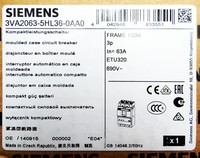 3VA2063-5HL36-0AA0 E 03 63A 690V -Embalaje No Original- Nuevo de Marca Original